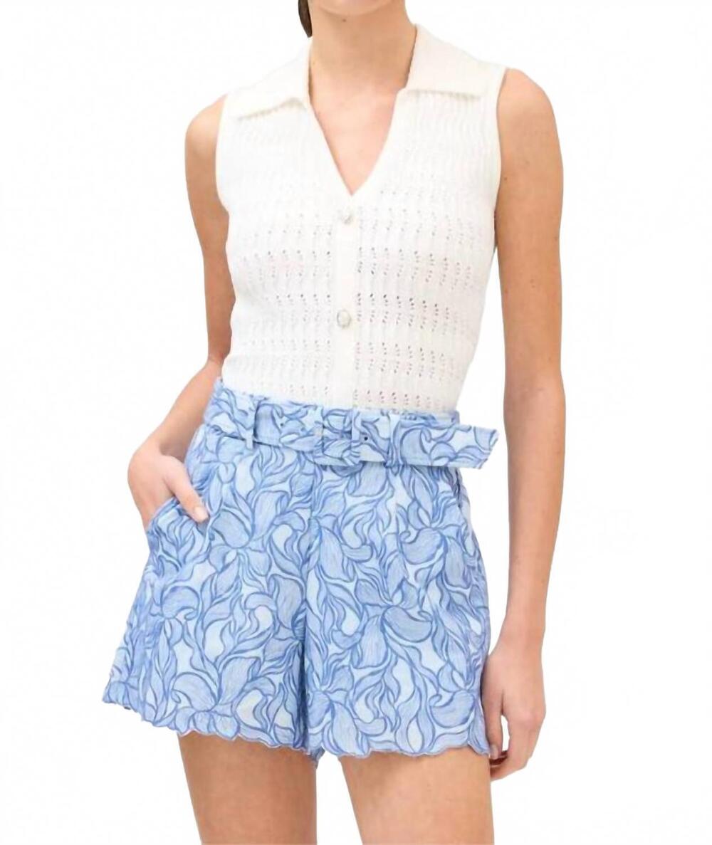 NEW ALLISON ainsley embroidered shorts in blue steel
